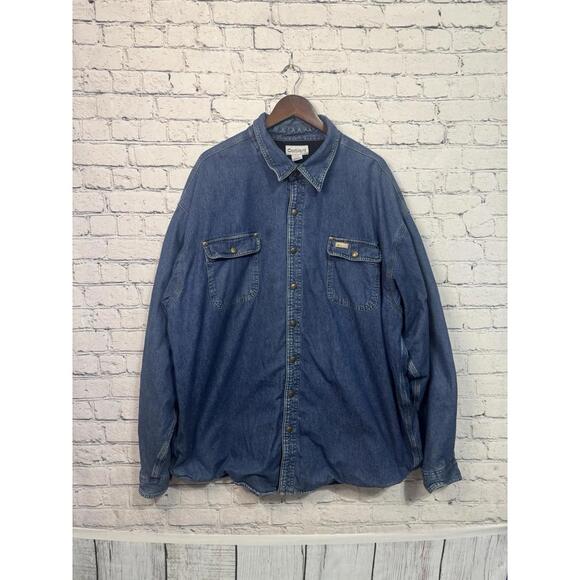 Carhartt VTG Mens Black Lined Chore Jacket Coat Snap‎ Thrashed 2XL Tall